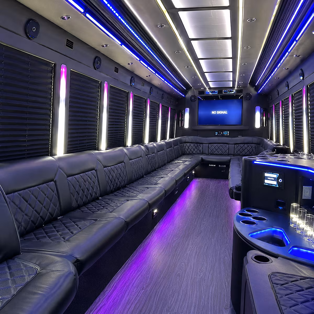 rancho cordova 30 passenger party bus inside